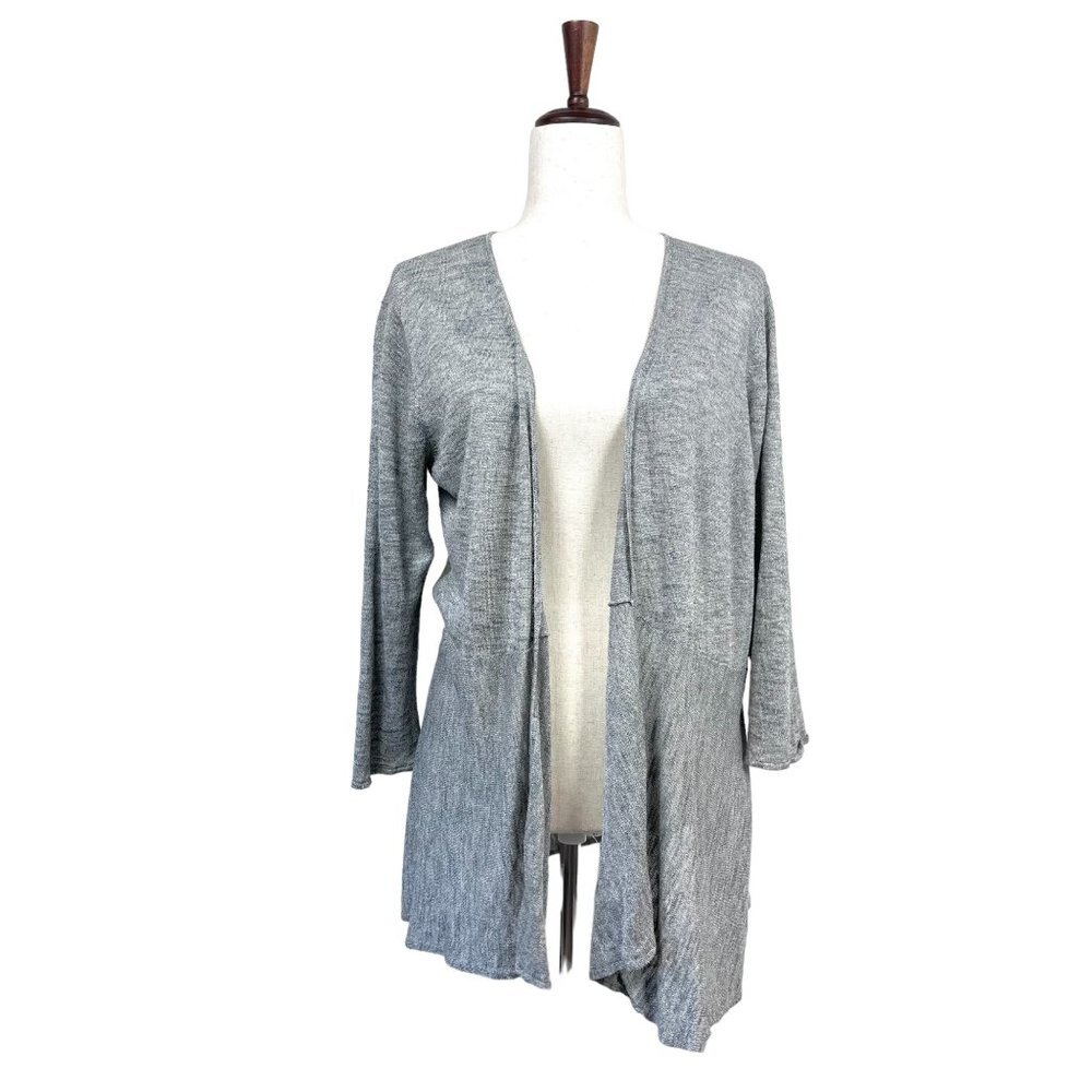 Eileen‎ Fisher linen blend open cardigan light gray size L